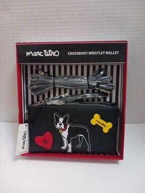 Marc Tetro Black Crossbody Wristlet Wallet with Dog Patch